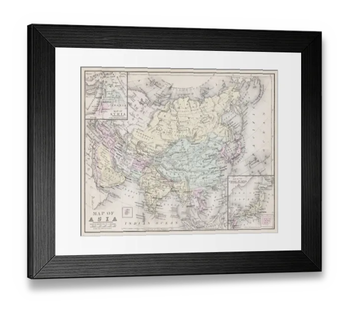 Framed Print : Map of Asia 1877 Framed Print : Map of Asia 1877