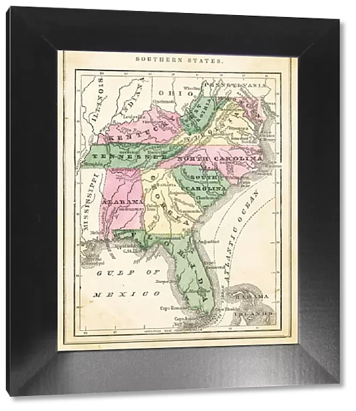 Map of USA Southern states 1871