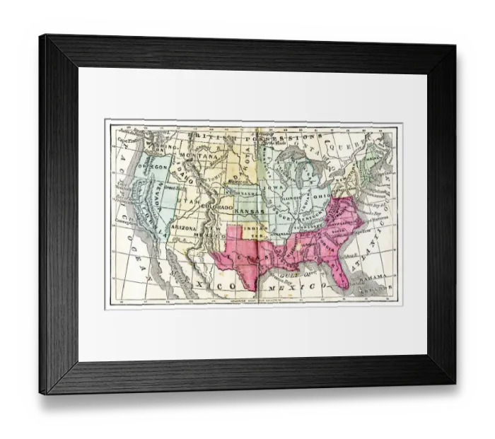Framed Print : Map of United States 1871 Framed Print : Map of United States 1871