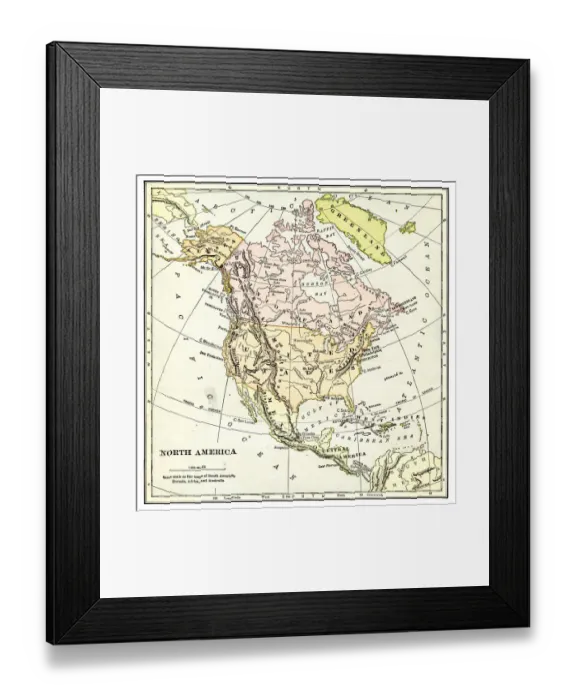 Framed Print : Map of North America 1897 Framed Print : Map of North America 1897