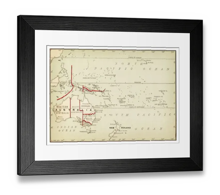 Framed Print : Map of Australia 1893 Framed Print : Map of Australia 1893