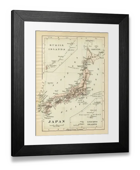 Framed Print : Map of Japan 1894 Framed Print : Map of Japan 1894