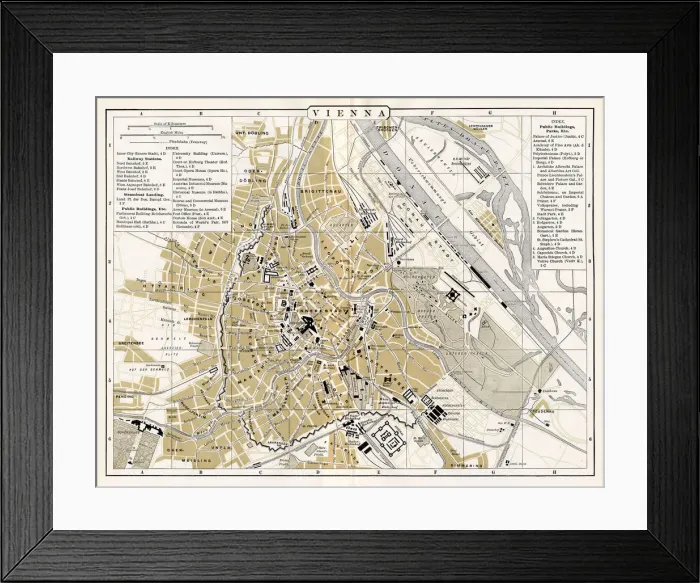 Framed Print : City plan of Vienna Austria 1894 Framed Print : City plan of Vienna Austria 1894