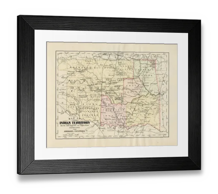 Framed Print : Map of Indian territories 1894 Framed Print : Map of Indian territories 1894