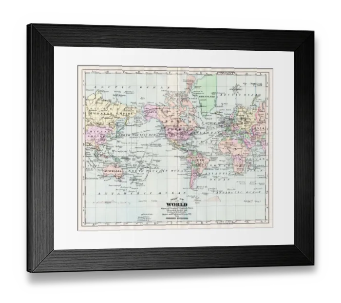 Framed Print : Map of the World 1894 Framed Print : Map of the World 1894