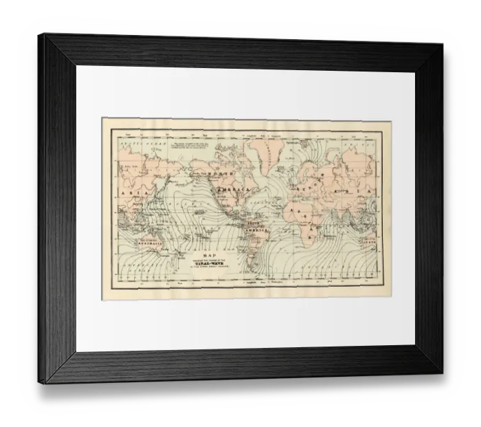 Framed Print : Map of tidal wave 1894 Framed Print : Map of tidal wave 1894