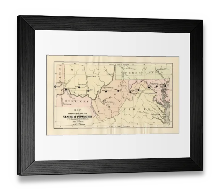 Framed Print : Map of Pennsylvannia Ohio Virginia 1894 Framed Print : Map of Pennsylvannia Ohio Virginia 1894