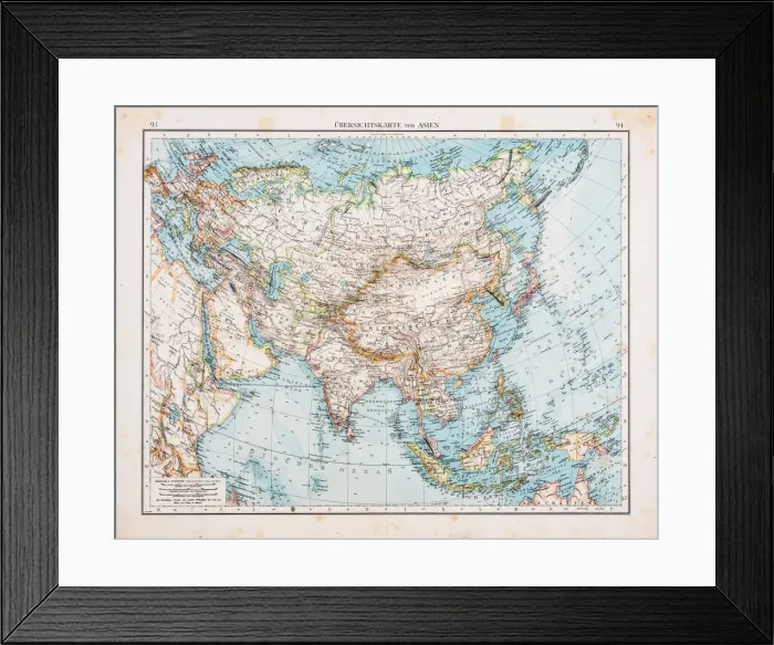 Framed Print : Map of Asia 1896 Framed Print : Map of Asia 1896