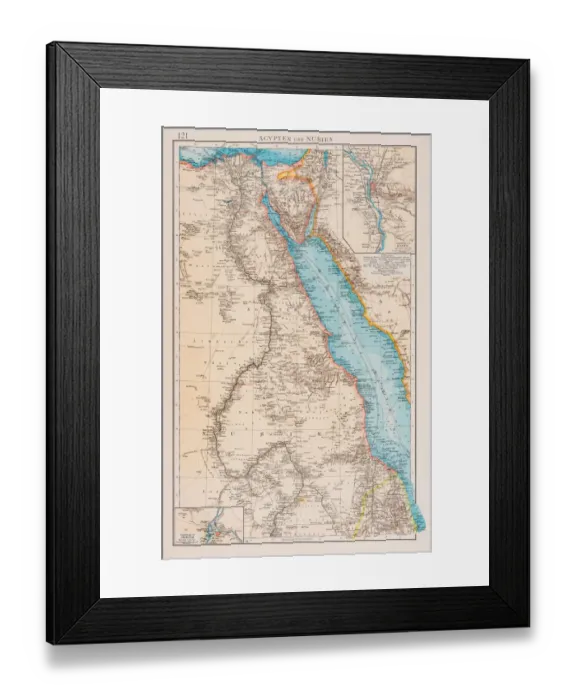 Framed Print : Map of Egypt and Sudan 1896 Framed Print : Map of Egypt and Sudan 1896