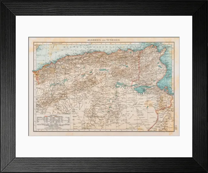 Framed Print : Map of Tunisia and Algeria 1896 Framed Print : Map of Tunisia and Algeria 1896