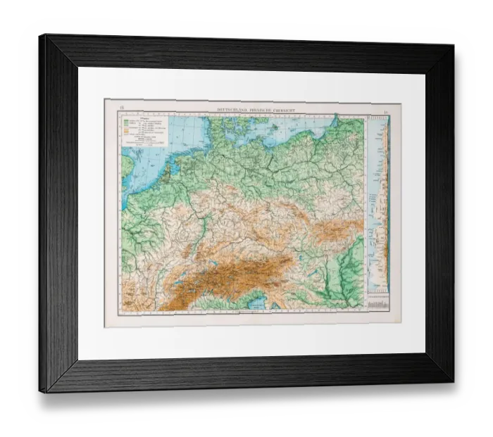 Framed Print : Map of Germany 1896 Framed Print : Map of Germany 1896