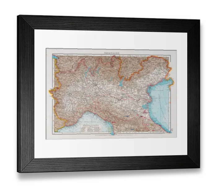 Framed Print : Map of North Italy 1896