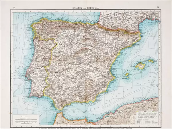 Map of Spain and Portugal 1896
