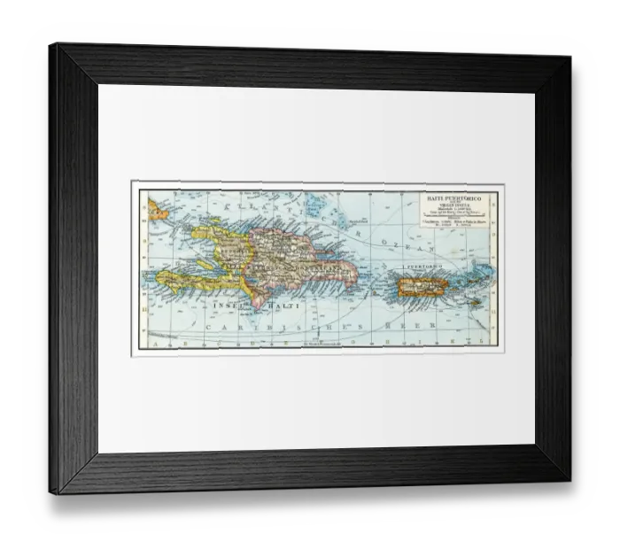 Framed Print : Haiti Puerto Rico map 1896 Framed Print : Haiti Puerto Rico map 1896