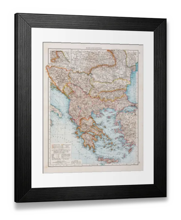 Framed Print : Map of the Blkan peninsula 1896 Framed Print : Map of the Blkan peninsula 1896