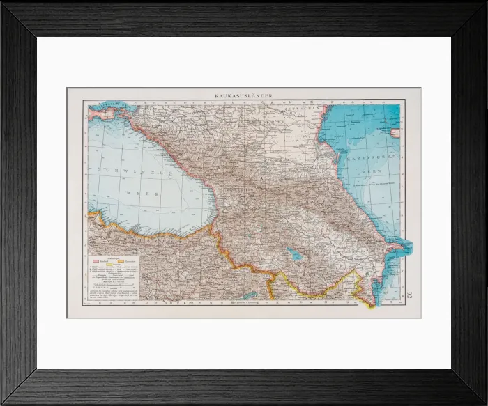 Framed Print : Map of the Caucasus lands 1896 Framed Print : Map of the Caucasus lands 1896