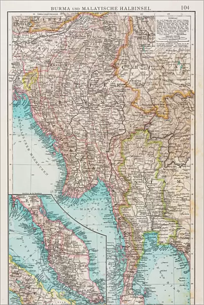 Map of Burma and Malay Peninsula 1896