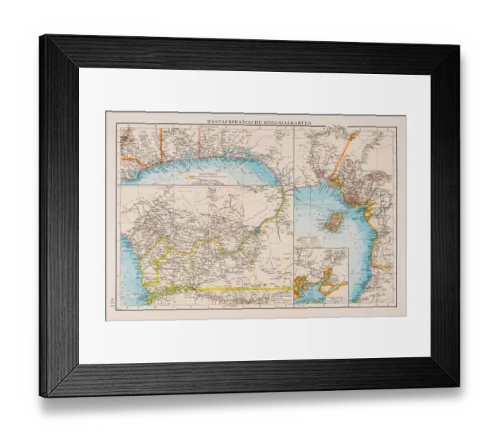 Framed Print : Map of West African colonies 1896 Framed Print : Map of West African colonies 1896
