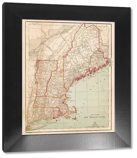 Map of USA New England 1877