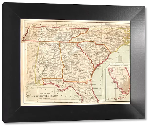 Maps of the southern states USA 1877