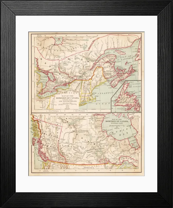 Framed Print : Map of the Canada dominion 1877 Framed Print : Map of the Canada dominion 1877