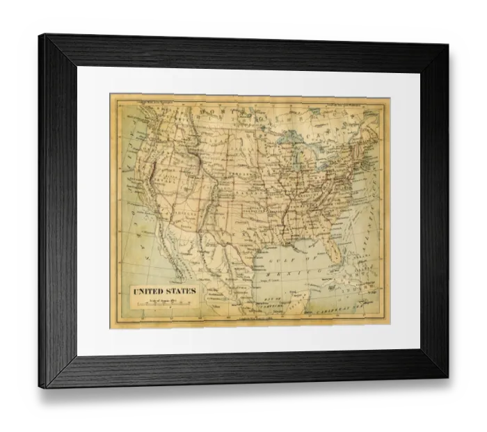 Framed Print : Map of United States 1876 Framed Print : Map of United States 1876