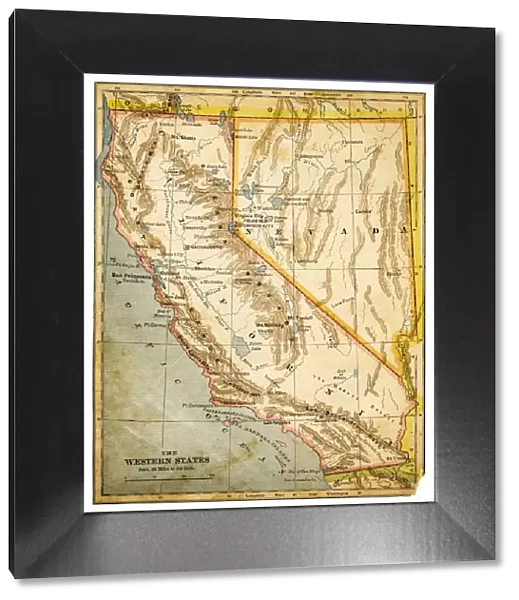 Map of USA Western states 1883