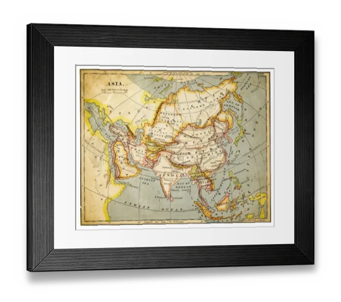 Framed Print : Map of Asia 1883 Framed Print : Map of Asia 1883