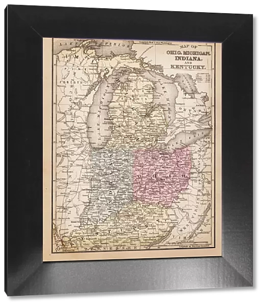 Map of Ohio, Michigan and Kentucky 1881