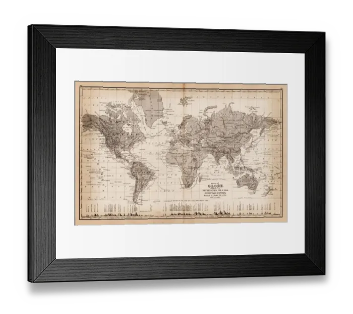 Framed Print : Map of the World 1881 Framed Print : Map of the World 1881