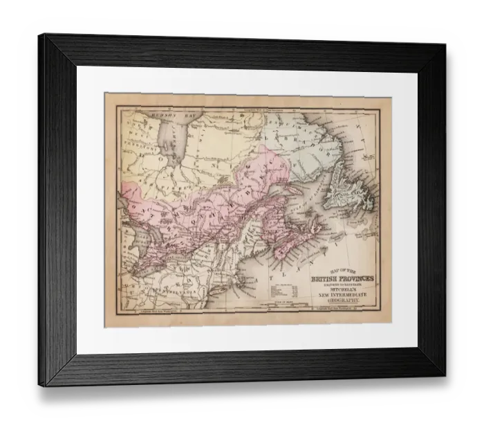 Framed Print : Map of British Provinces Canada1881 Framed Print : Map of British Provinces Canada1881