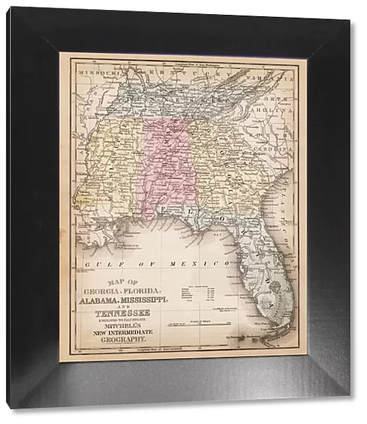 Map of USA Southern states 1881