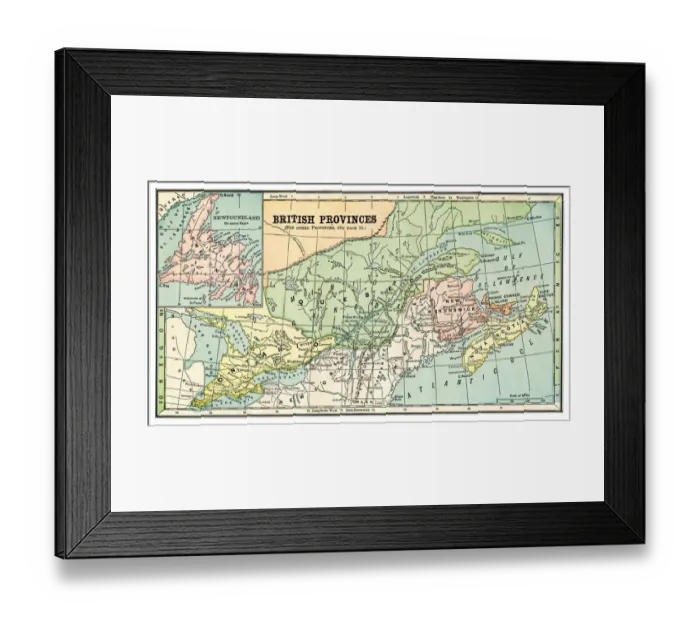 Framed Print : Map of British provinces Canada 1889 Framed Print : Map of British provinces Canada 1889