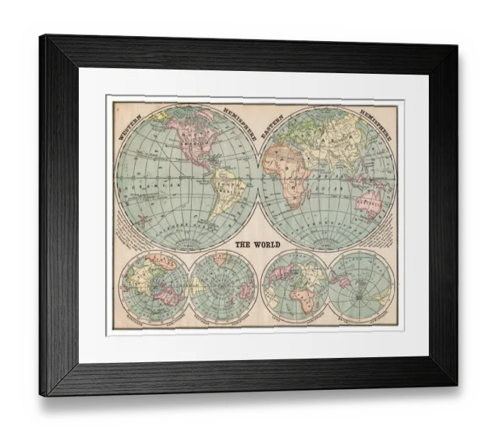 Framed Print : Map of the world 1889 Framed Print : Map of the world 1889