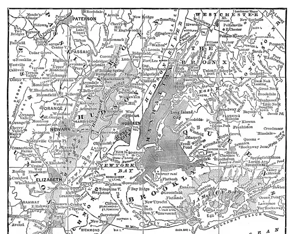 Map New York and vicinities 1889