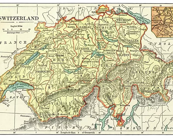 Map of Switzerland 1889