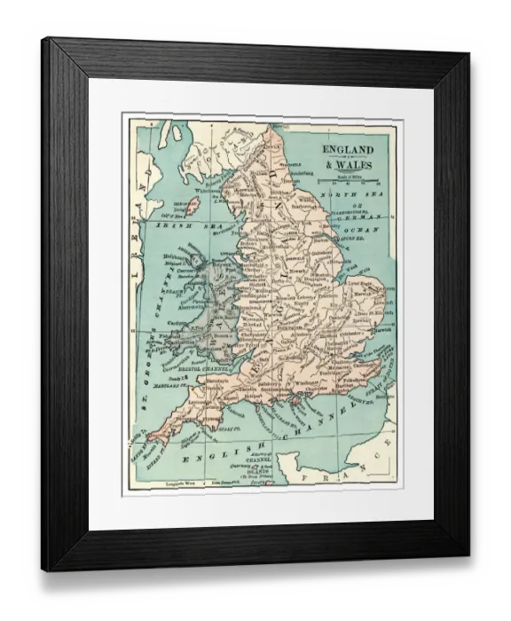 Framed Print : Map of England and Wales 1889