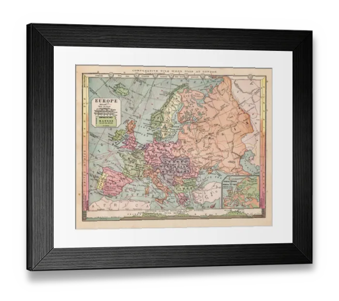 Framed Print : Map of Europe 18811889 Framed Print : Map of Europe 18811889