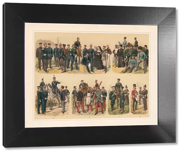 Ambulance troops of European nations, chromolithograph, published in 1897