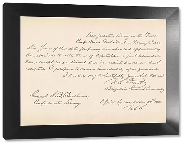 Letter by General U. S. Grant (1862), American Civil War, facsimile