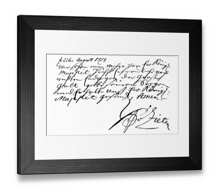 Framed Print : Handwriting of Hans Joachim von Zieten, general and confidante of Frederick the Great Framed Print : Handwriting of Hans Joachim von Zieten, general and confidante of Frederick the Great