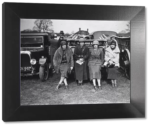 Racegoers. 12th April 1925: Four women at the Horsham
