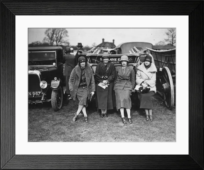 Framed Print : Racegoers. 12th April 1925: Four women at the Horsham Framed Print : Racegoers. 12th April 1925: Four women at the Horsham