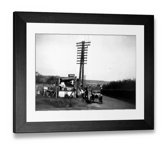 Framed Print : Tea Stall. 11th December 1928: A roadside stall called the Nook run by Framed Print : Tea Stall. 11th December 1928: A roadside stall called the Nook run by