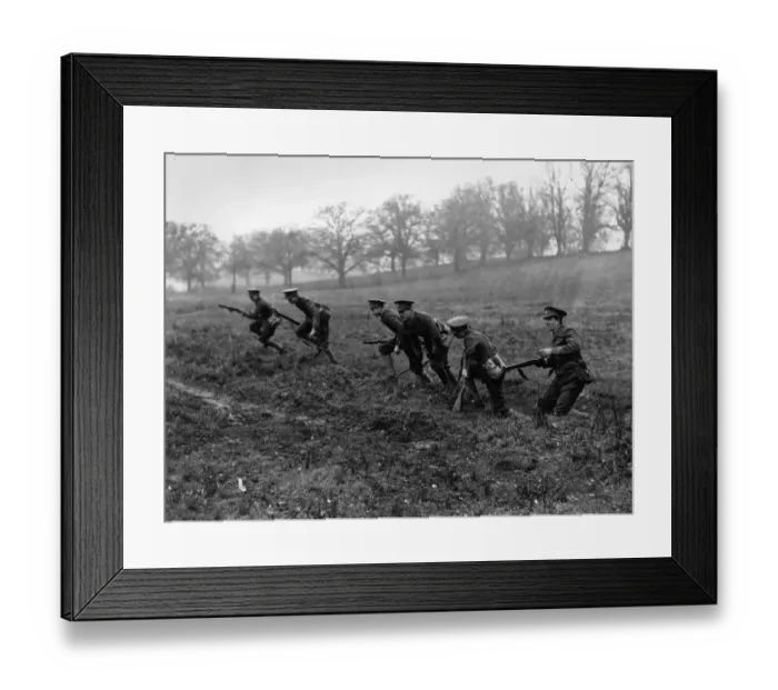 Framed Print : Field Day. 24th February 1928: Eton schoolboys advance Framed Print : Field Day. 24th February 1928: Eton schoolboys advance
