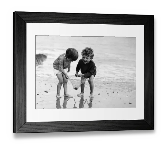 Framed Print : Shrimping. 2nd July 1926: A couple of kids shrimping whilst on holiday Framed Print : Shrimping. 2nd July 1926: A couple of kids shrimping whilst on holiday
