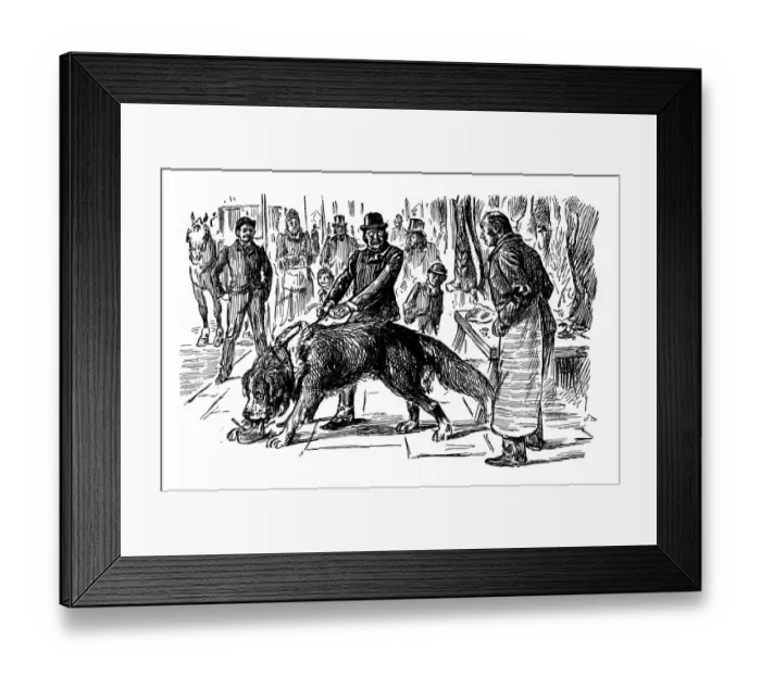 Framed Print : British London satire caricatures comics cartoon illustrations: Big dog Framed Print : British London satire caricatures comics cartoon illustrations: Big dog
