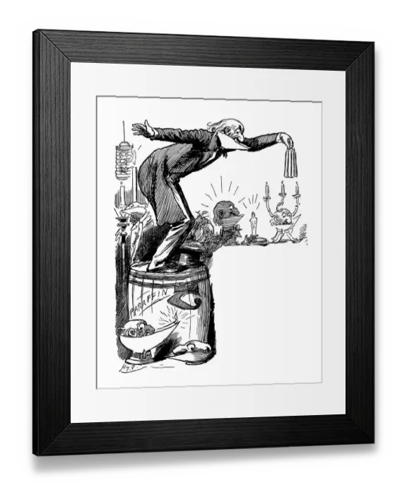 Framed Print : British London satire caricatures comics cartoon illustrations