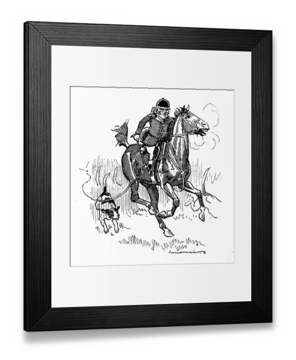 Framed Print : British London satire caricatures comics cartoon illustrations: Riding horse