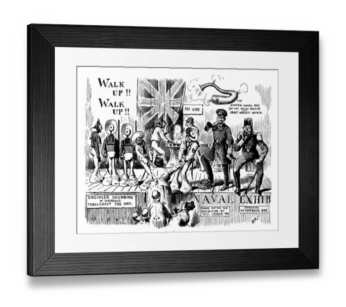 Framed Print : British London satire caricatures comics cartoon illustrations: Naval show Framed Print : British London satire caricatures comics cartoon illustrations: Naval show